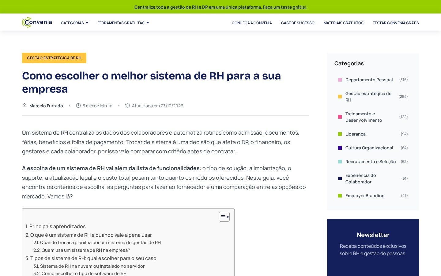 Artigo do blog da Convenia