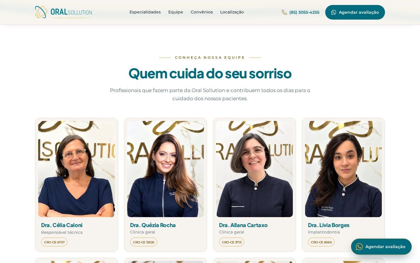 Equipe na página da Oral Sollution