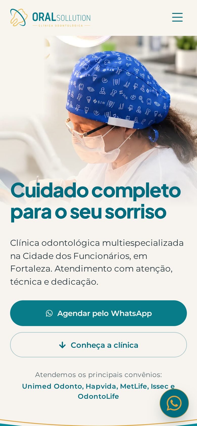 Página da Oral Sollution no celular