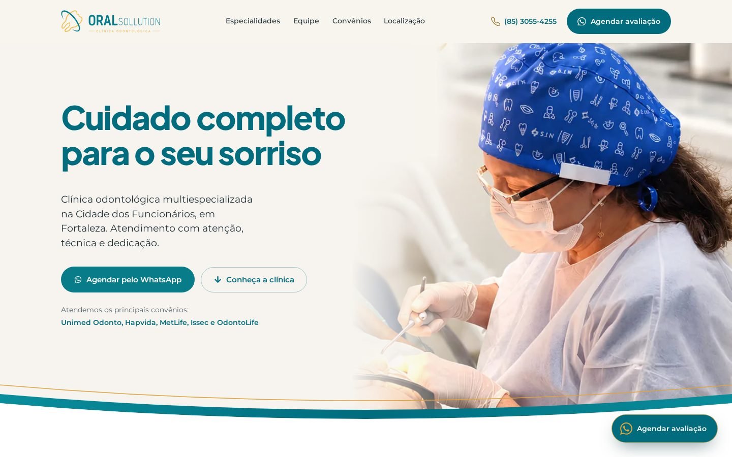 Página da Oral Sollution no computador