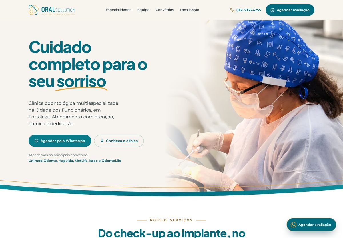 Página inicial do site Oral Sollution