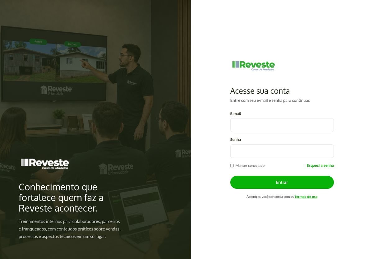 Página inicial do site Universidade Reveste