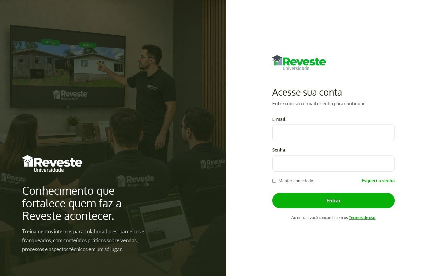 Página da Universidade Reveste no computador