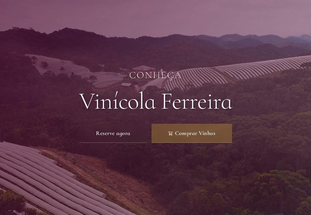 Página inicial do site Vinícola Ferreira
